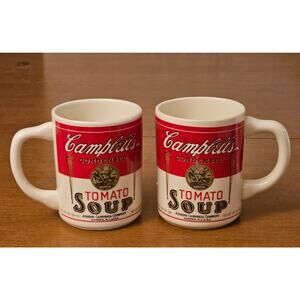 2 Vintage Campbells Tomato Soup Joseph Campbell Co Ceramic Coffee Cup Mug(gg268)